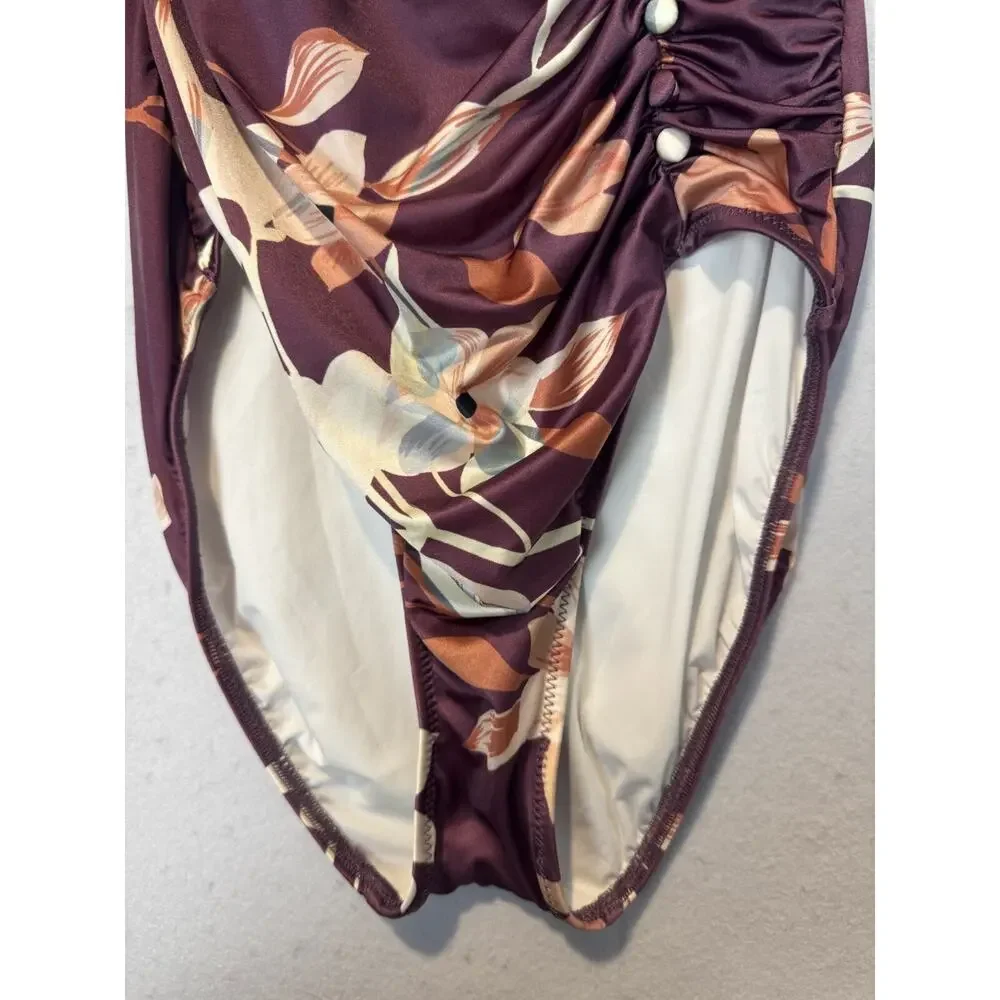 Gottex One Piece‎ Swimsuit Amore Mauve Floral Size 8 Halter